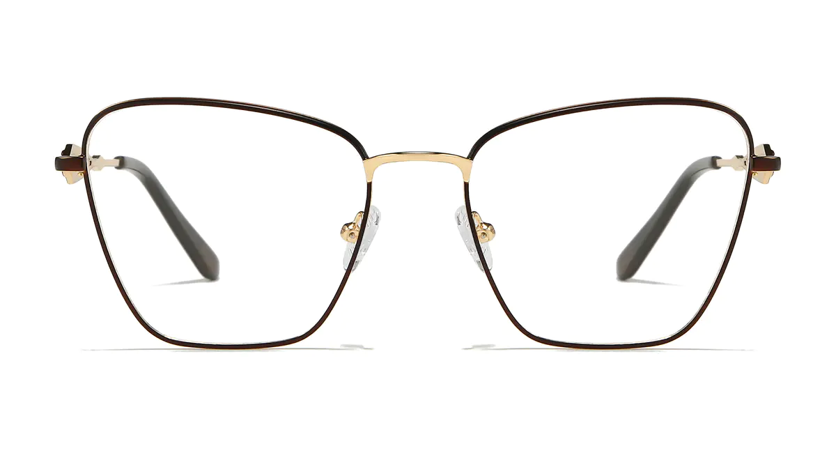 Rectangle Brown/Gold Eyeglasses