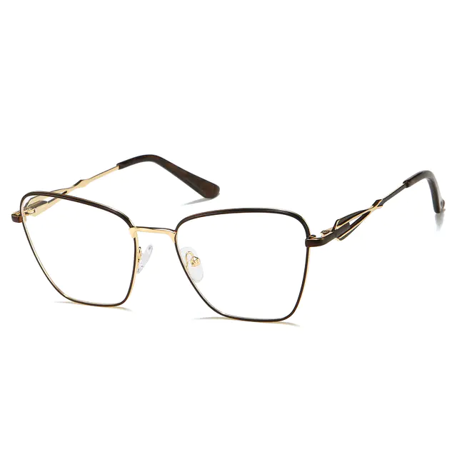 Rectangle Brown/Gold Eyeglasses