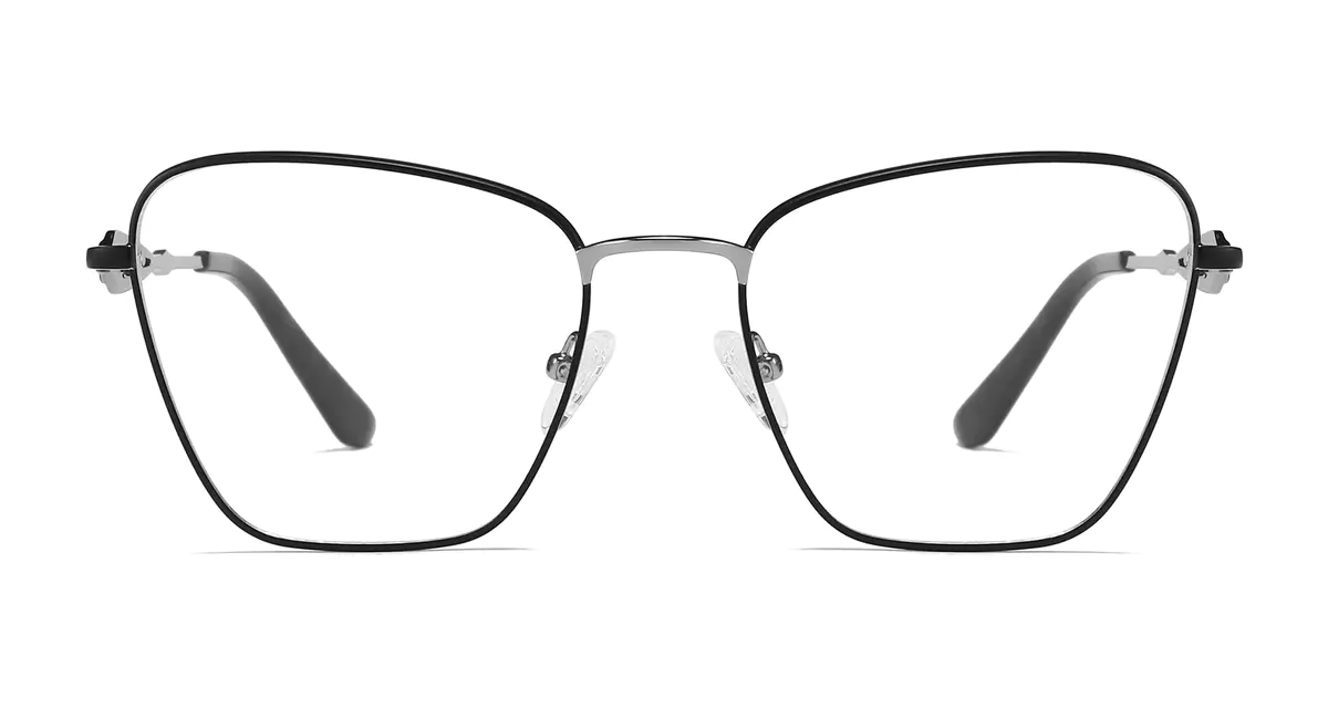 Rectangle Black/Gun Eyeglasses