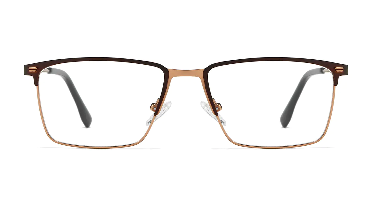 Rectangle Brown/Gold Eyeglasses