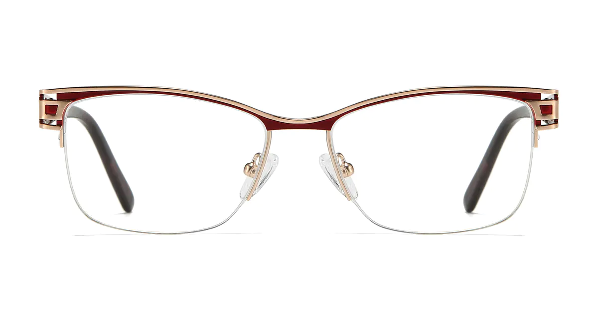Rectangle Rose Gold/Red Eyeglasses
