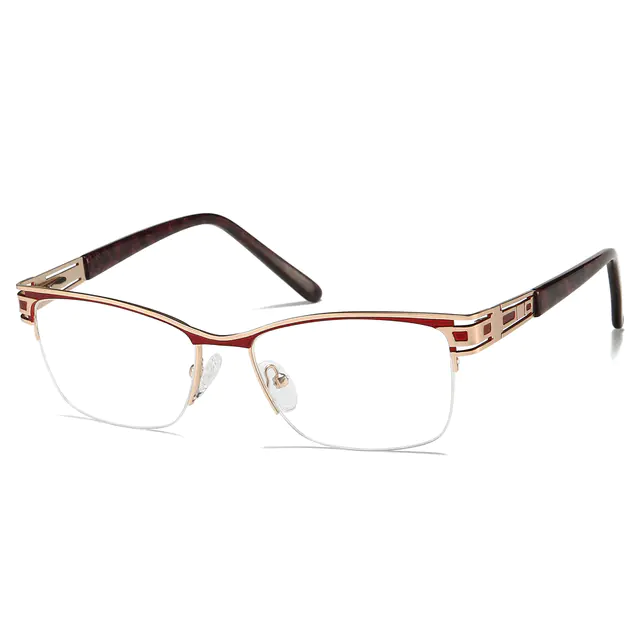 Rectangle Rose Gold/Red Eyeglasses