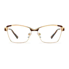 Rectangle Brown/Gold Eyeglasses