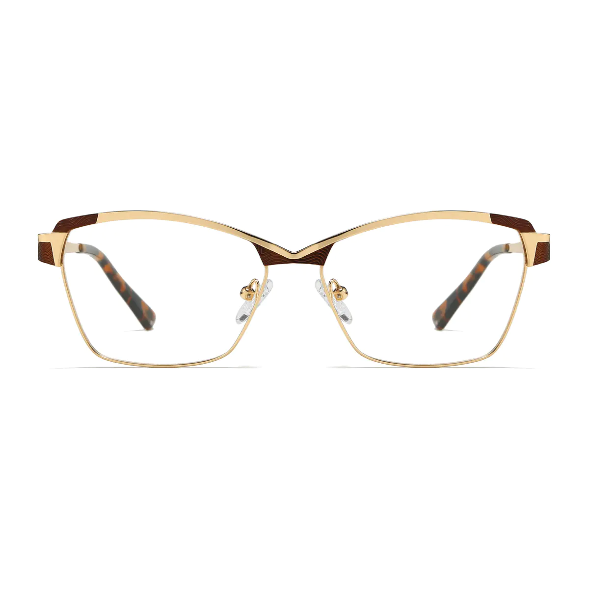 Rectangle Brown/Gold Eyeglasses