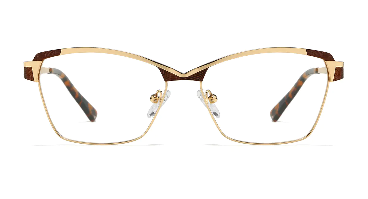 Rectangle Brown/Gold Eyeglasses