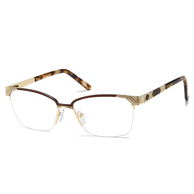 Rectangle Brown/Gold Eyeglasses