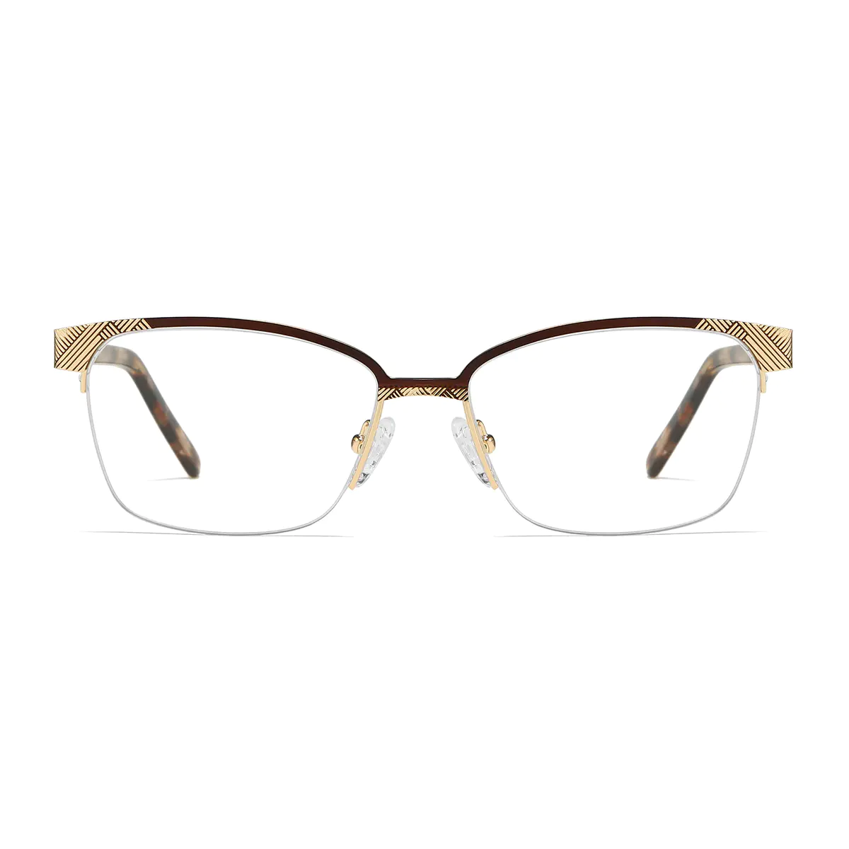 Rectangle Brown/Gold Eyeglasses