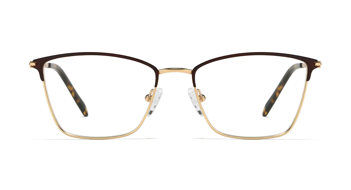 Rectangle Brown/Gold Eyeglasses