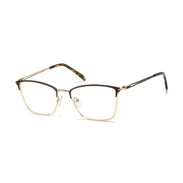 Rectangle Brown/Gold Eyeglasses