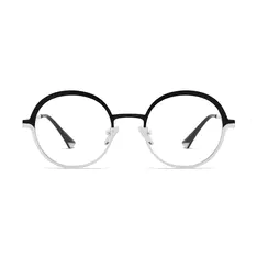 Alto Round Black/Gray Unisex Metal Eyeglasses | EFE