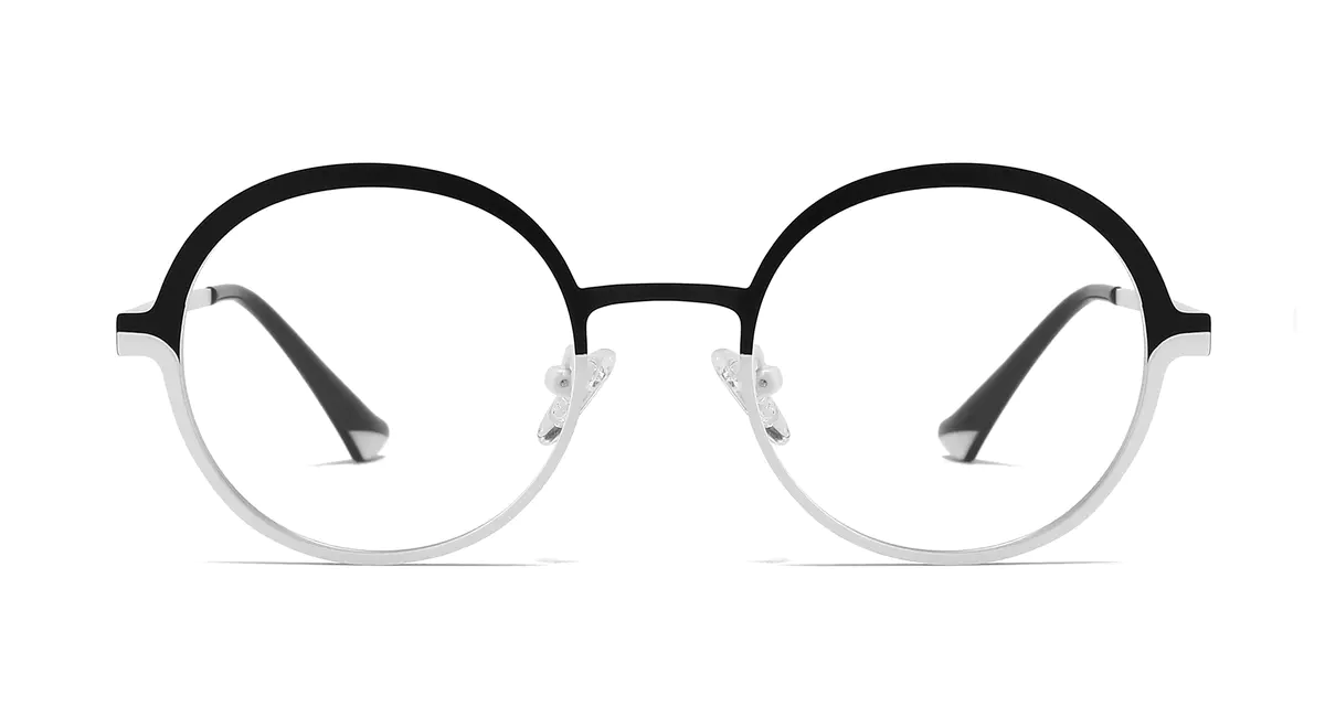 Round Black/Gray Eyeglasses