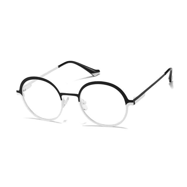 Round Black/Gray Eyeglasses