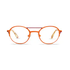 Aiko Round Orange Full-Rim Metal Eyeglasses | EFE