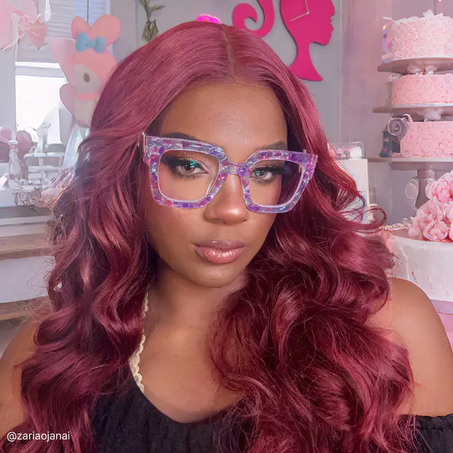 Square Transparent Purple Eyeglasses