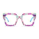Square Transparent Purple Eyeglasses