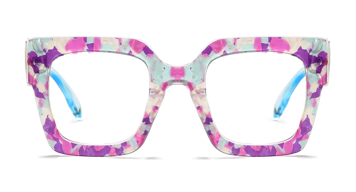 Square Transparent Purple Eyeglasses