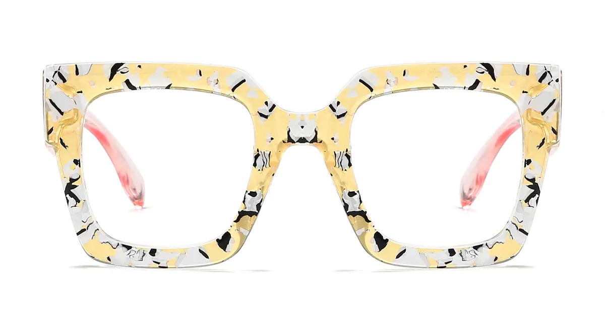 Square Transparent Yellow Eyeglasses