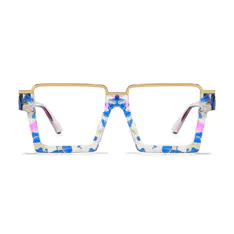 Square Transparent Blue Eyeglasses