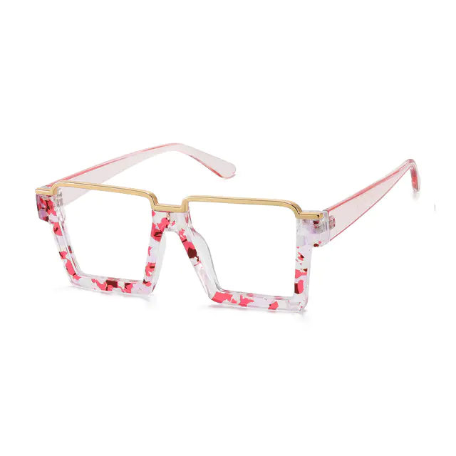 Crafted from glossy acetate with a vibrant marbled pattern, these frames include a gold-tone metal accent. Ideal for trendy or personality-driven styles, they provide a generous yet balanced fit for daily use.