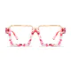Crafted from glossy acetate with a vibrant marbled pattern, these frames include a gold-tone metal accent. Ideal for trendy or personality-driven styles, they provide a generous yet balanced fit for daily use.