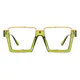Square Transparent Green Eyeglasses