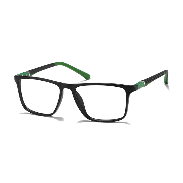 Rectangle Black/Green Eyeglasses