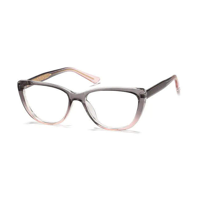 Oval Transparent Gray Eyeglasses