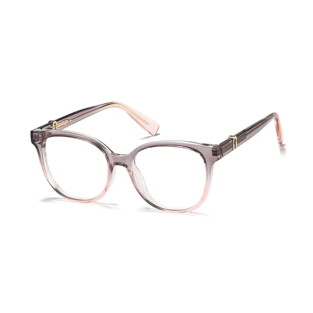 Oval Transparent Gray Eyeglasses