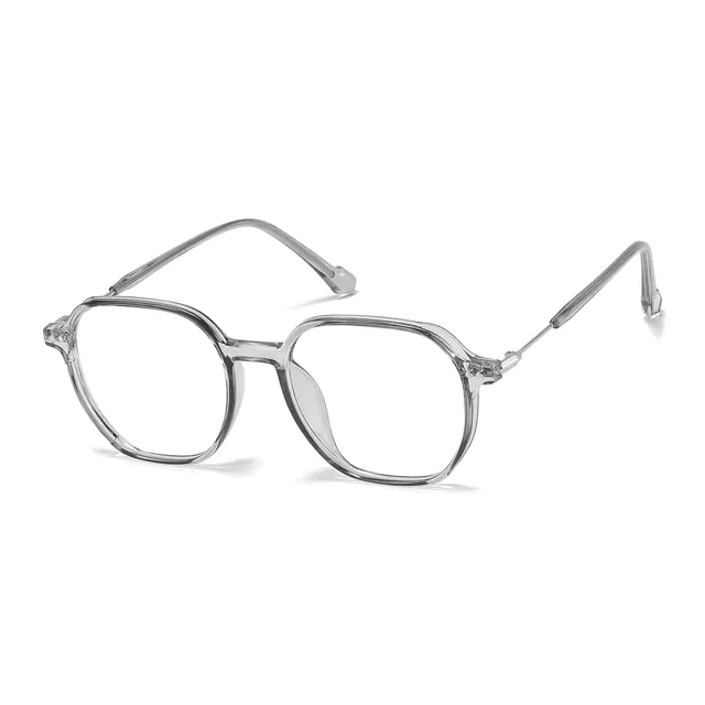 Square Transparent Gray Eyeglasses