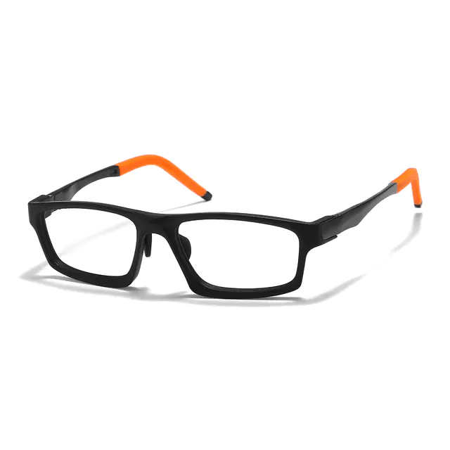 Rectangle Black/Orange Sport Eyeglasses