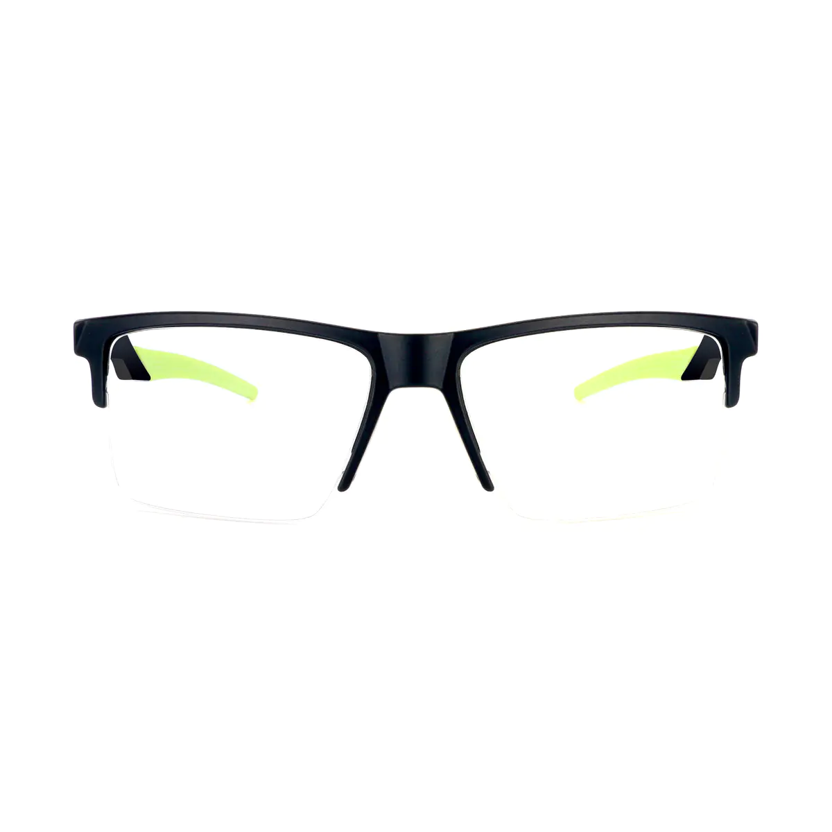 Square Matte Black Green Eyeglasses