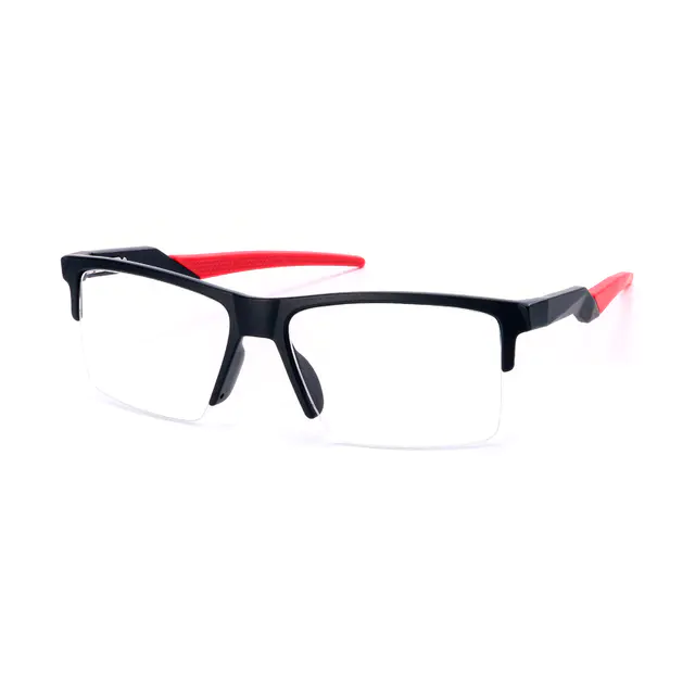 Rectangle Matte Black Red Eyeglasses