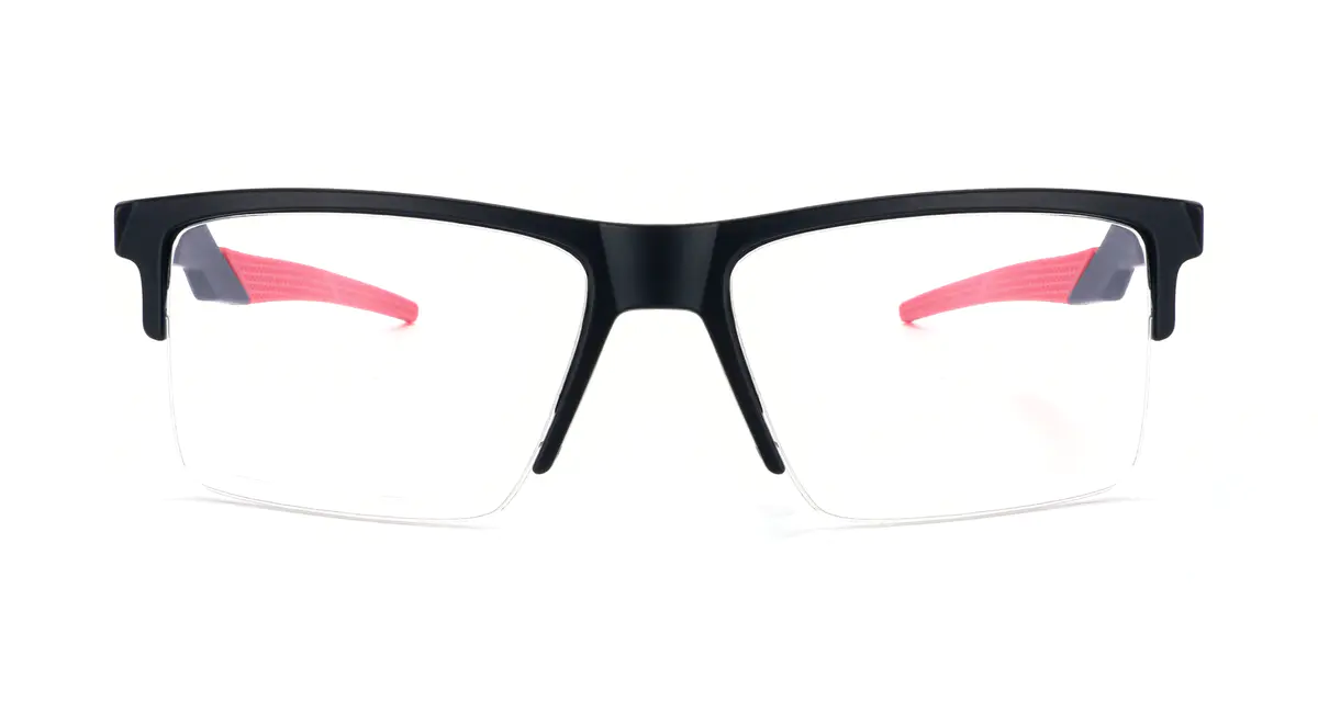 Rectangle Matte Black Red Eyeglasses