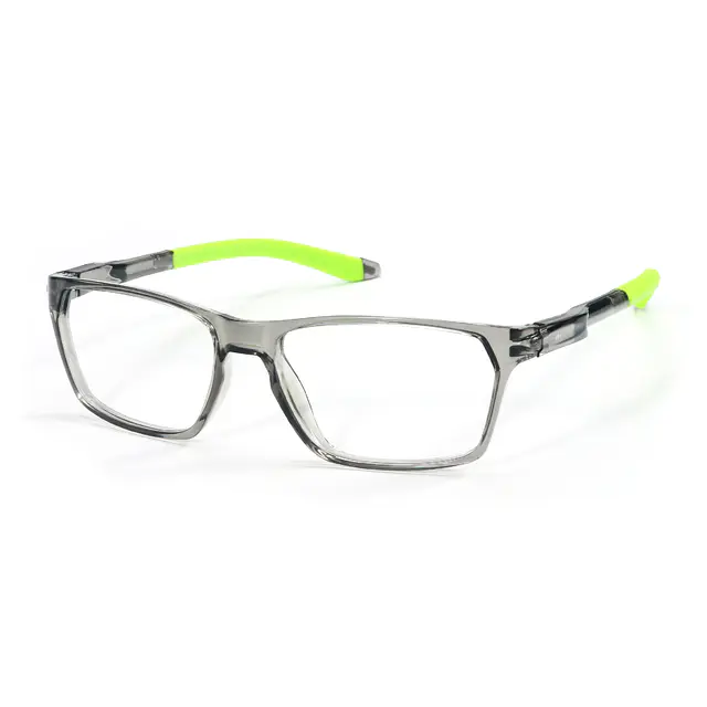 Rectangle Transparent Gray/Green Sport Eyeglasses