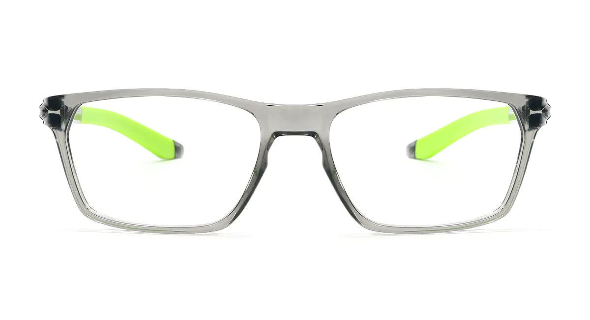 Rectangle Transparent Gray/Green Sport Eyeglasses