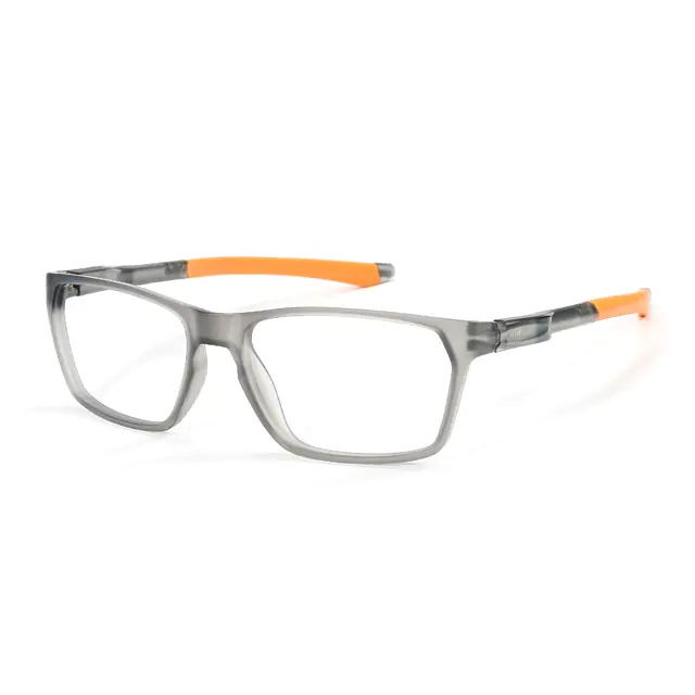 Rectangle Transparent Gray Sport Eyeglasses