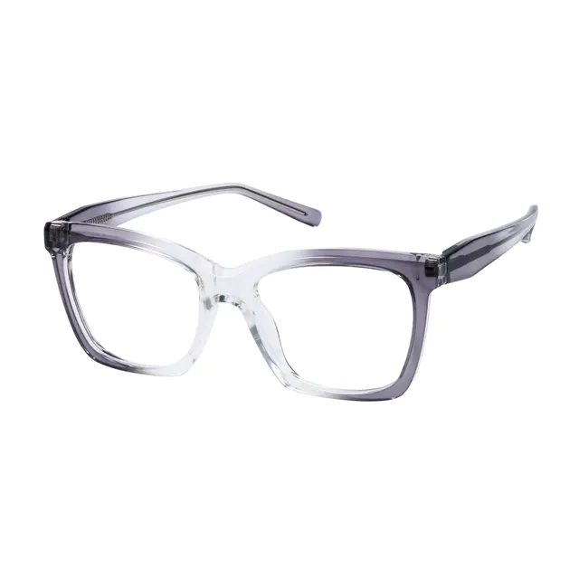 Square Transparent Gray Eyeglasses