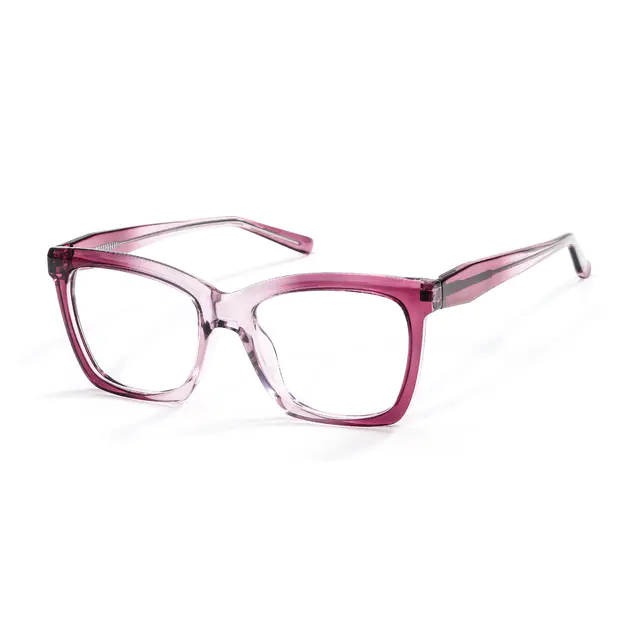 Square Transparent Purple Eyeglasses
