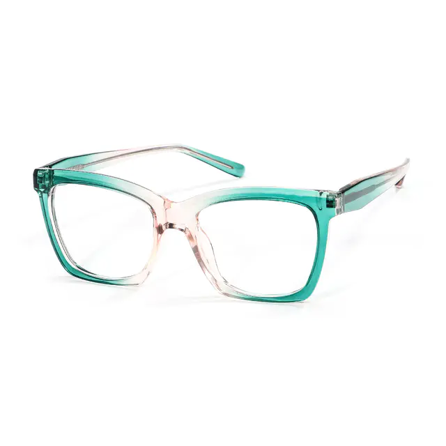 Square Transparent Green Eyeglasses