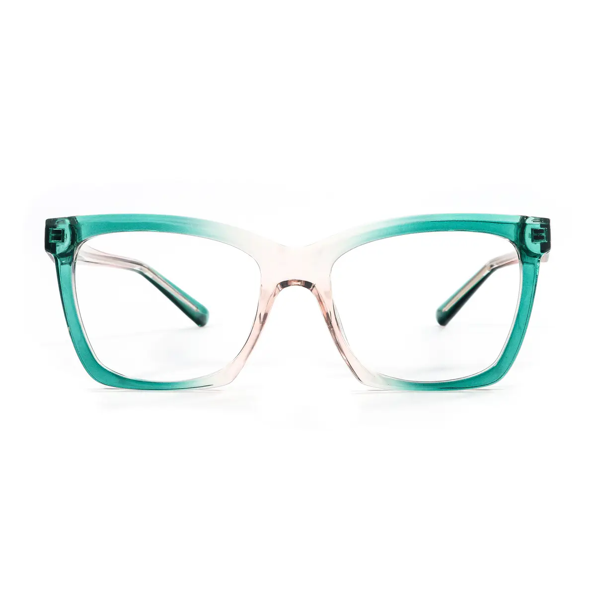 Square Transparent Green Eyeglasses