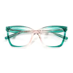 Square Transparent Green Eyeglasses