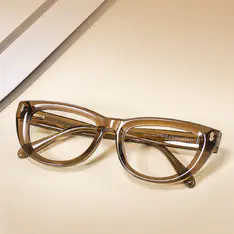 Cat-eye Transparent Brown Eyeglasses
