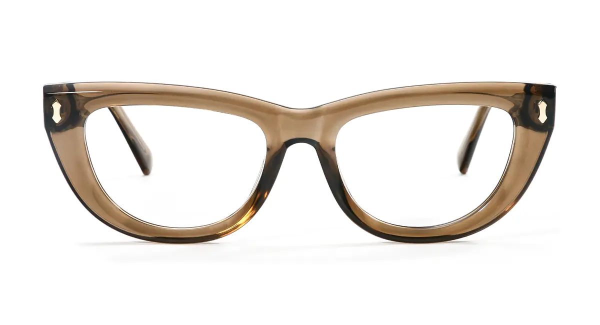 Cat-eye Transparent Brown Eyeglasses