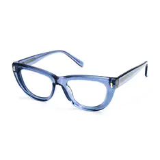 Oval Transparent Blue Eyeglasses