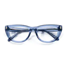 Oval Transparent Blue Eyeglasses