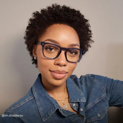 Square Transparent Blue Eyeglasses