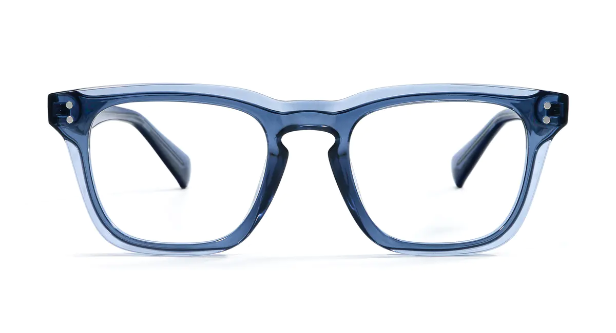 Square Transparent Blue Eyeglasses
