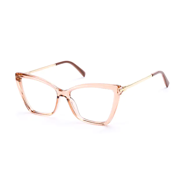 Cat-eye Transparent Brown Eyeglasses