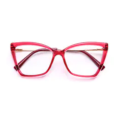 Cat-eye Transparent Red Eyeglasses