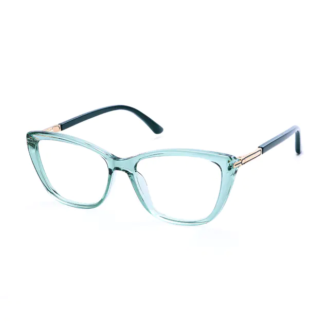 Cat-eye Transparent Green Eyeglasses
